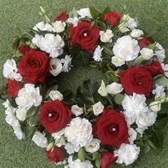 RED ROSE and carnation  wreath 