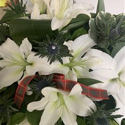 SCOTTISH THISTLE and LILY CASKET SPRAY 