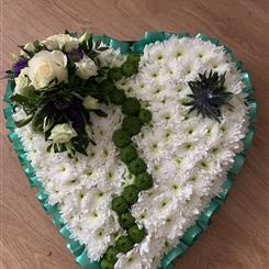 BROKEN heart floral tribute 