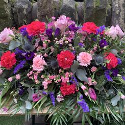  CARNATION AND THISTLE casket spray 